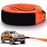 Windyun 3' x 50 ft Recovery Tow Strap Road Straps Heavy Duty Tow Rope Recovery Rope with Reinforced Loops and Protective Sleeves for Vehicle Truck Winching Recovery Gear Accessories 20, 000 Lbs