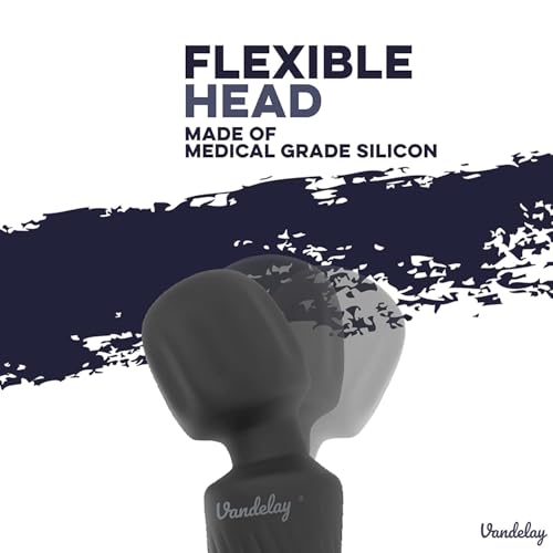 Image of Vandelay Full Body Massager for Women & Men, Rechargeable Wireless Massager Machine for Pain Relief, Handheld Massager with Medical Grade Silicone, 8 Speeds, 20 Modes - Mist Black