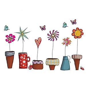 Wall Stickers Flower Cartoon Stickers Kleine Potted Plantfor Glass Wall Decoration muurstickers en muurschilderingen