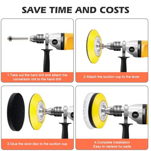 WEGREAT Kit de Restauración de Faros: 41 Piezas Almohadillas de Pulido de Coche, Esponjas de Pulido para Coche para Coche y Moto, Kit de Restauración de Faro DIY con Papel de Lija - imagen 7