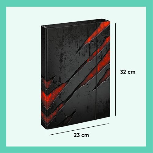 Baagl Volcano Box for School Bag A4 Folder for Children with Elastic Strap and Inner Flaps, Collector's Folder - Image 3