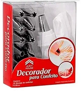 Cakeware 12 Piece Cake Decorating Set Frosting Icing Piping Bag Tips with Steel nozzles. Reusable & Washable, Silver