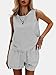 EXLURA Women's Summer 2 Piece Outfits Sleeveless Tank Top Matching Shorts Sets Cotton Striped Sweatsuits Vacation Beach 2025