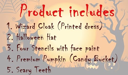 Image of Sarvda Velvet Halloween Dress For Boys Girls|Costume For Kids|Wizard,Fancy Dress,Cape|Costumes For Children,Hat,Halloween Bags,Buckets,Candy Baskets,Pumpkin Bags For Trick-Or-Treat,Multicolor