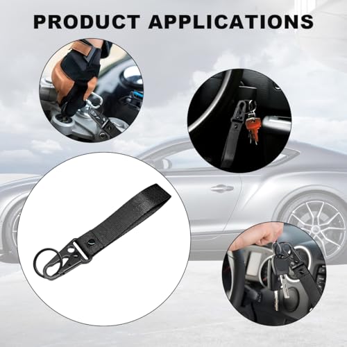 Image of Wevdn Car Key Chain, Fabric Metal Practical Multifunctional Motorcycle Keychain, Anti-Lost Keychain with O-Ring for Men Women (Black)