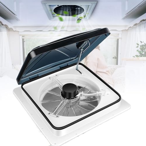 Lakenbroade Ventilateur de Toit pour Camping-Car - Silencieux - avec à 10 Vitesses Élévateur à manivelle électrique Ultra Silencieux(Taille d'ouverture: 40 * 40cm)
