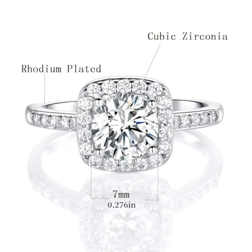 MDFUN 18K White Gold Plated Cubic Zirconia Promise Halo Engagement Promise Eternity Ring for Women3