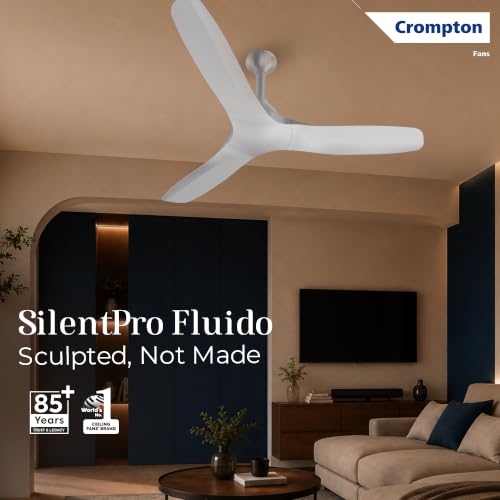 Image of Crompton Silent Pro Fluido Wave 1200mm iOT BLDC Ceiling Fan | Luxury Design | Wi-Fi, Bluetooth & Remote | Alexa & Ok Google | Fine Speed Tuning | Low Noise | 4 Year Brand Warranty | Fog Grey
