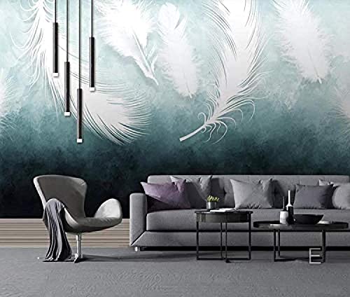 Papier Peint Photo 3D Mural Auto-Adhésif Plume Blanche Plume Animale Mur Photo Art Affiches Murales Stickers Muraux Pour Salon Tv Canapé Thème Hôtel Luxe...