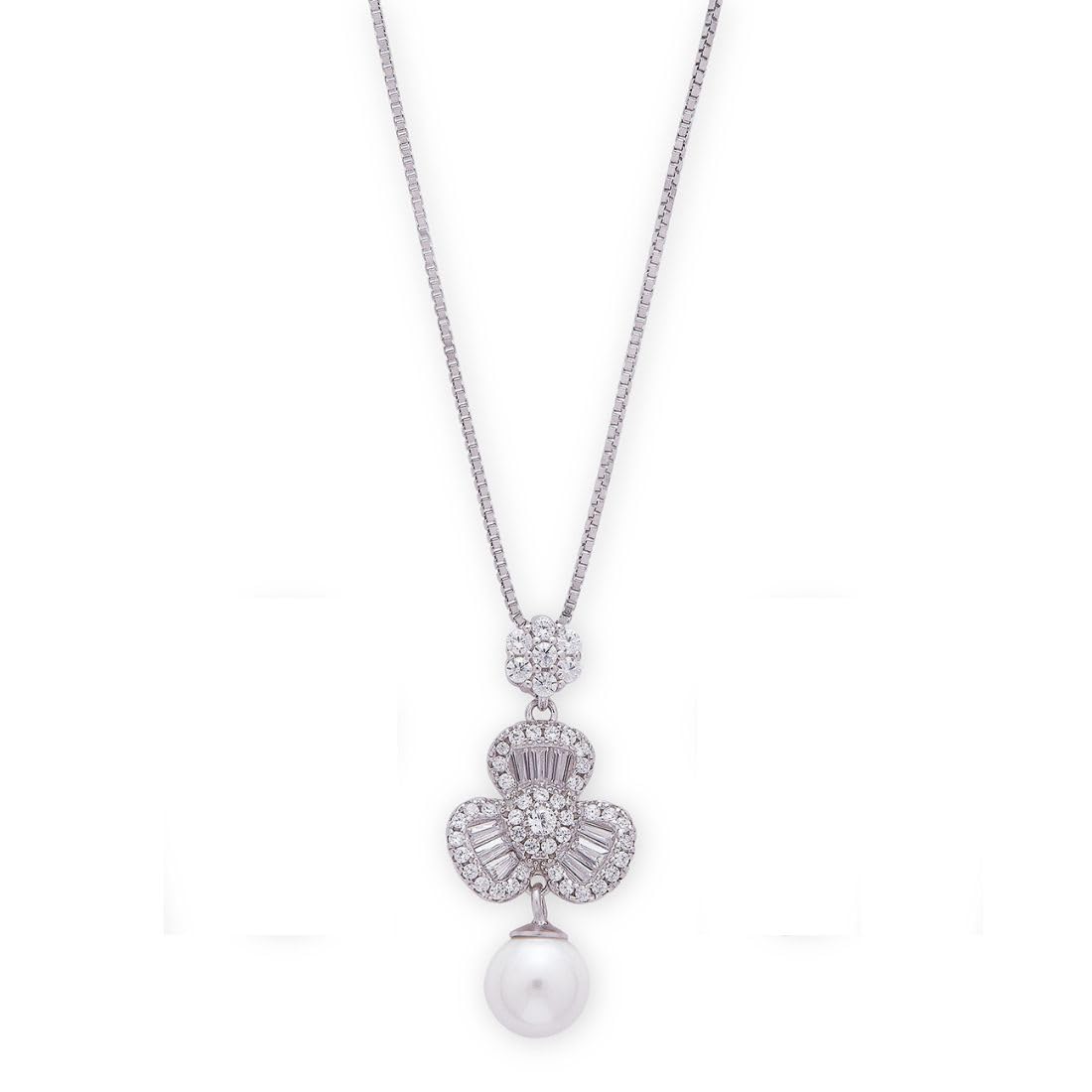 ZAVYA 925 Sterling Silver Floral Pearl Anti Tarnish Rhodium Plating Pendant Necklace | Gift for Women and Girls | | With Certificate of Authenticity and 925 Hallmark (B0CTR261NM) Amazon Price History, Amazon Price Tracker