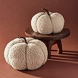 LampLust Plush Pumpkin Decor, Pack of 2, Sand Faux Pumpkins for Table Centerpiece, Neutral Rustic Farmhouse Spring Decor for Shelves, Mantels, Counter and Elegant Home Accent