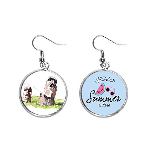 Pendientes de sandía y moais de Isla de Pascua para verano