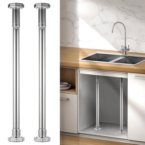 SHENLIU 2 Pcs Undermount Sink Brackets Adjustable, 19.7\"-31.5\" Stainless Steel Sink Support Drill-Free Installation and Repair Kit System Undermount Sinks Repair Kit for Kitchen and Bathroom