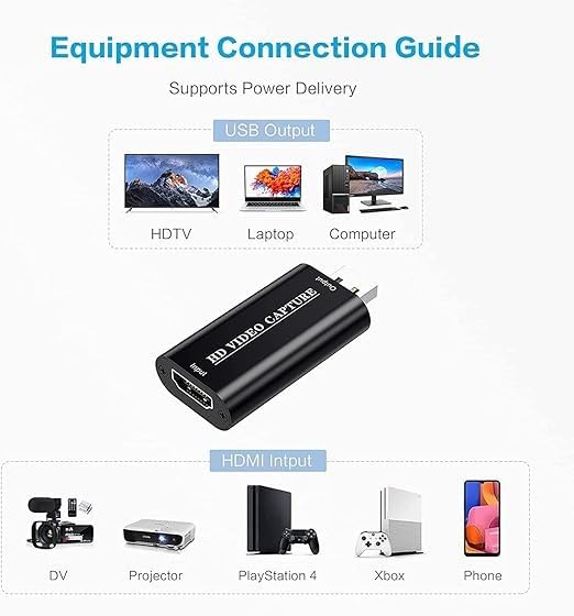 Image of VIXLW 4K HDMI Video Capture Card, Game Audio Adapter, HDMI to USB 2.0 Capture Card for Streaming Gaming Recording, Cam Link Card for Windows Mac OS Camera Nintendo Switch X Box OBS