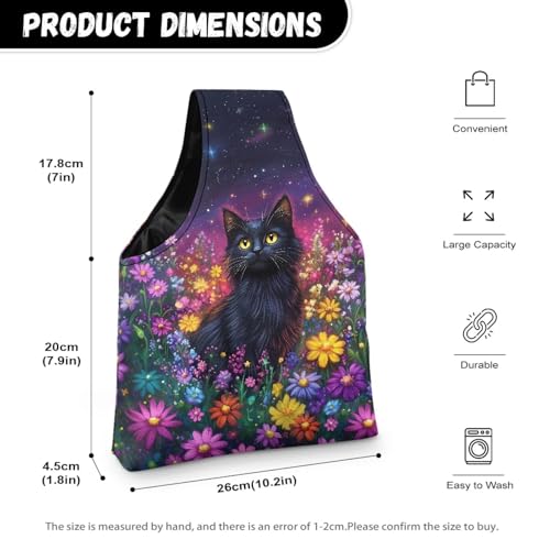 Image of ZUXONGSYBlack Cat Yarn Bags for Knitting Floral Yarn Storage Organizer for Crochet Portable Knitting Project Bag