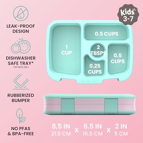 Image of Bentgo Kids Prints Leak-Proof, 5-Compartment Bento-Style Kids Lunch Box - Ideal Portion Sizes for Ages 3-7, Durable, Drop-Proof, Dishwasher Safe, & PFAS & BPA-Free Materials (Leopard)