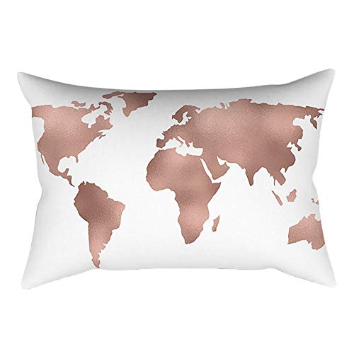 Skang Juego de cojín rectangular con diseño de mapa de ojos de oro rosa rosa para decoración del hogar (30 cm x 50 cm) Cover