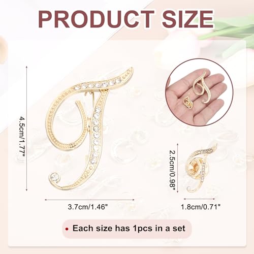 Image of PATIKIL Rhinestone Letter Brooch Pins, Initial Rhinestone Alphabet Letter Lapel Badges Pin for Women Men Suits Dress Coat
