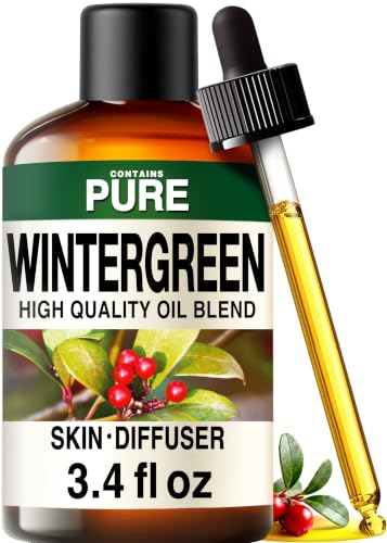 100% Pure Wintergreen Oil - 3.40 Fl Oz Wintergreen Essential Oil for Hair Skin Diffuser Aromatherapy & DIY Soap Making Scent