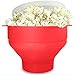 LLMZ mikrofalówka silikonowa popcorn składana miska bezpieczna czerwona odporność na wysoką temperaturę do domu, na imprezę, zobacz film