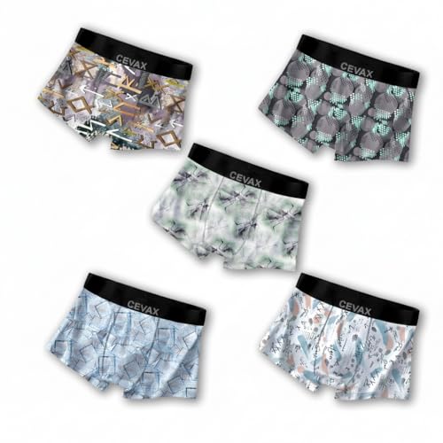 Image of Men's Boxer Briefs, Premium Cotton Stretch, 5-Pack, Navy Grey Maroon Teal Black