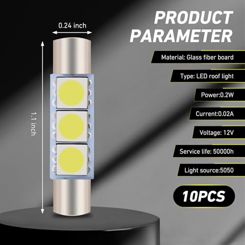 10 unidades bombillas LED para espejo de coche 12V miniatura 2