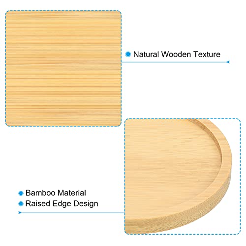 PATIKIL Plant Pot Saucer 3.7 Inch OD, 10 Pack Bamboo Round Flower Drip Tray for Home Indoor, Yellow, 9.5cm - Image 4