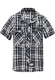 Brandit ROADSTAR Shirt Kurzarm Freizeit Hemd KARIERT Herren HOLZFÄLLERHEMD KARO, Größe:4XL, Farbe:Schwarz-Anthrazit