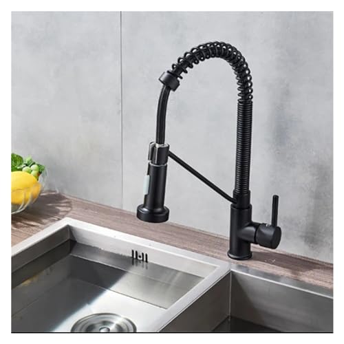 Robinet de cuisine extractible noir avec double mode d'eau et finition Brushed B - 3
