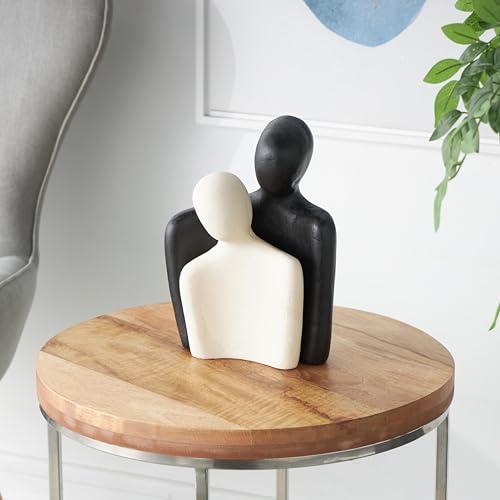 Set de 2 estatuas decorativas de papel maché crema y negro miniatura 5