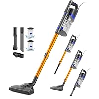 VACTechPro 60KPa/680W/7M Aspirapolvere con Filo, Aspirapolvere con 800ml Pattumiera, Scopa Elettrica con Filo con Design a Doppia Maniglia, Scopa Elettrica con Filo Potente per Pavimenti, Arancione