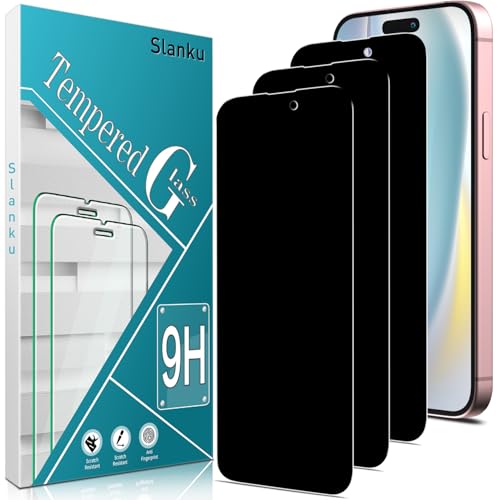 Slanku Privacy Screen Protector for iPhone 16 Plus Tempered Glass
