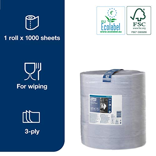 Tork Industrial Rol Poetspapier Blauw W1, Absorberend, 1 x 1.000 vellen, 128407 - Image 5