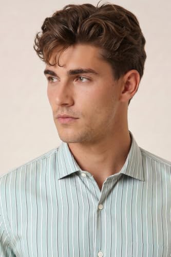 Image of Peter England Men Polycotton Striped Slim Fit Shirt