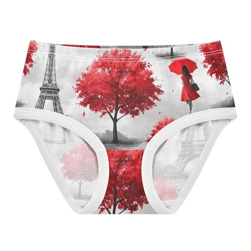 Eiffel Tower Red Trees Toddler Girls Underwear 2t Cotton Cute Panties Girl Personalized Underpants Briefs