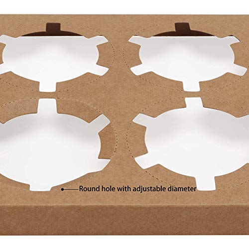EUSOAR Cupcake Boxes, 50pcs 9.4" x 6.2" x 3.0" Food Grade Kraft Muffin Cupcake Box Carrier Packaging with Insert and Display Window, Cupcake Boxes Fits 6 Cupcakes or Muffins - Thumbnail 2