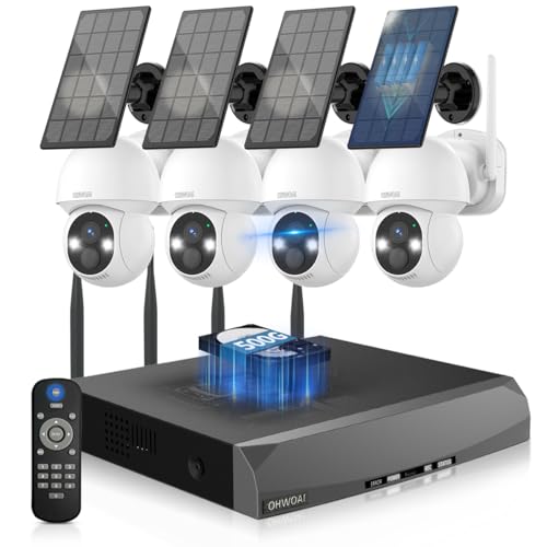 Image of Solar Powered Wireless Security Camera System, Outdoor PTZ Surveillance Kit | 100% Solar Powered, 360 PTZ Control, Color Night Vision, Human Detection, 2-Way Audio, No Monthly Fee