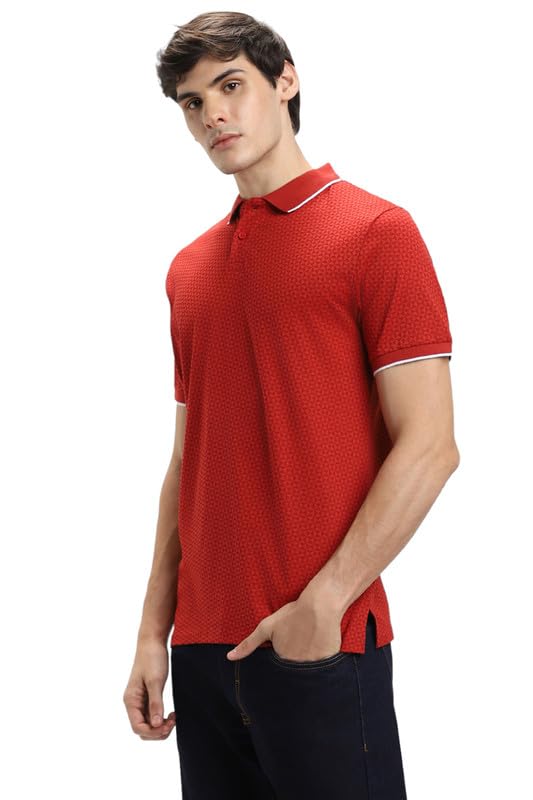 Image of Dennis Lingo Men's Navy Cotton Polo Neck Tshirt, Regular Fit Half Sleeve
