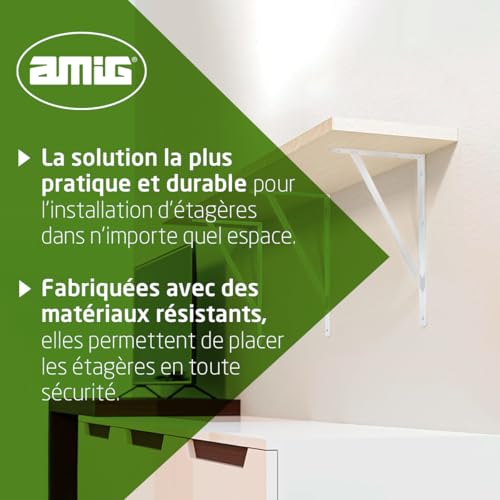 Équerre pour étagères en acier résistant blanc lot de 4 pièces - 4