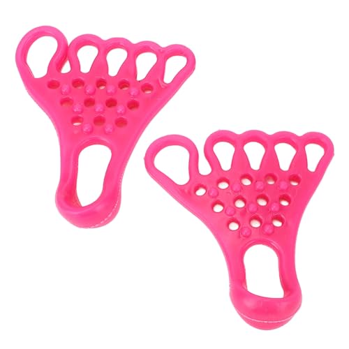 Yoga Toe Stretcher Heel Foot Stretch Gel Band 5 Toes Separator Spacer Corrector Spreader Straightener TPR Foot Massage Separator Stretching Band for Fitness Valgus (Rose Red)