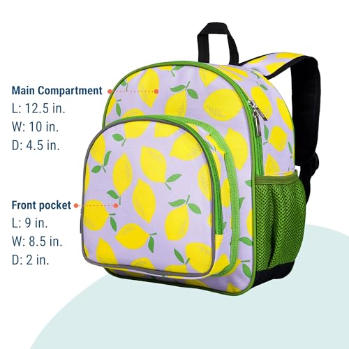 Image of Wildkin 12 Inch Toddler Backpack for Kids, Lilac Lemonade | Ages 3-7, lightweight toddler backpack for daycare, preschool, and travel
