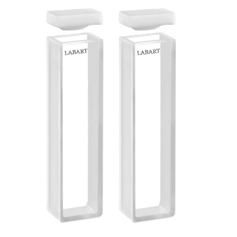 LABART Glass Cuvette (Pathlength: 1mm, Volume: 0.35ml with PTFE Cover, Spectrophotometer) Set of 2 Pcs with Transmission Certificate-image-11