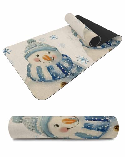 Debedcor Heat Proof Table Pads Waterproof Decorative, Blue Christmas Snowman Non-Slip Table Countertop Protector, Winter Xmas Snowflake Burlap Insulation Mat for Kitchen Room, 40 x 12 Inches
