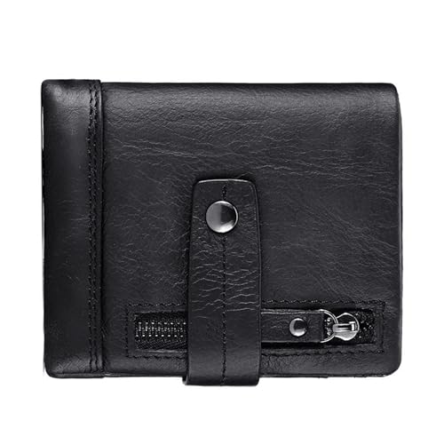 Cartera minimalista delgada con tarjetero desplegable suave, funda de metal duradera, diseño delgado de moda, almacenamiento seguro para tarjetas y dinero en efectivo, Negro -, Color sólido