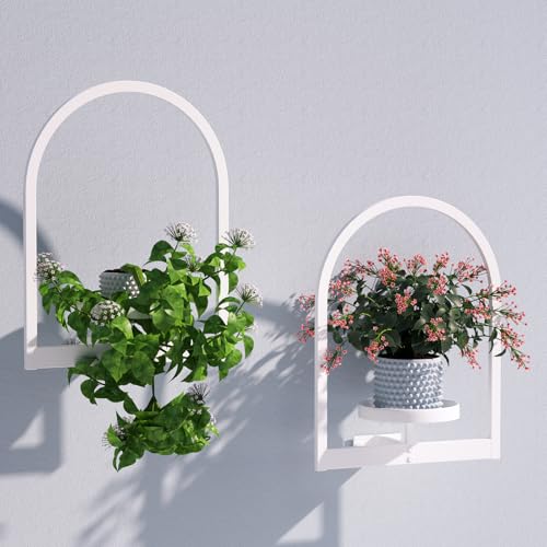 Image of Flenpptly Wall Plant Holder, Wall Planter for Indoor Plants, Window Plant shelves for Multiple Plants Indoor Outdoor, Framed Plant Holder for Home Decor (2 Pack)