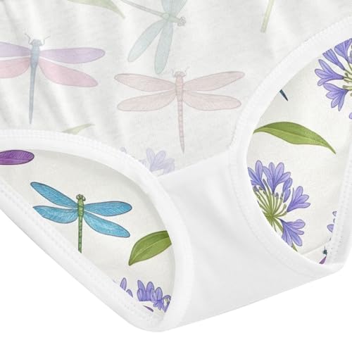 Retro Dragonflies Purple Flowers Undies for Toddler Girls, Cotton Underwear for Girls, 2T–8 Years4