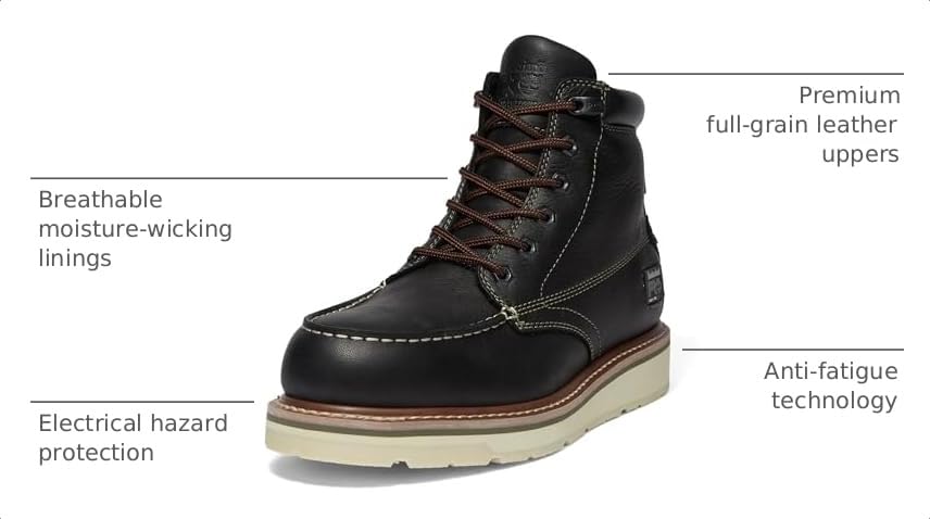 Image of Timberland PRO mens Gridworks Wedge 6 Inch Moc Soft Toe Waterproof Industrial Work Boot