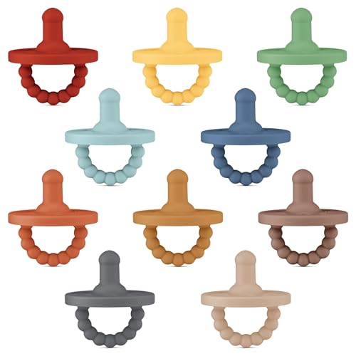 Image of Ryan & Rose Cutie PAT Pacifier Teether 10 Pack Assorted Colors (Monterey (Boy), Stage 1)