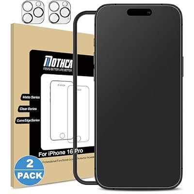 Mothca 2 Pack Matte Glass Screen Protector for iPhone 16 Pro [6.3 inch] + 2 Pack Camera Lens Protector, Anti-Glare & Anti-Fingerprint (Not Privacy Film) Tempered Glass, Bubble Free, Smooth as Silk