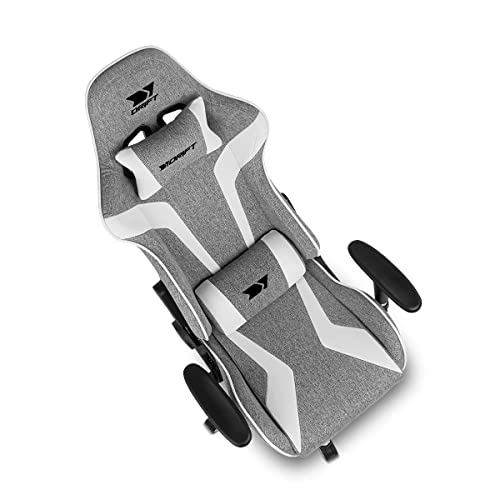 Drift Gaming DR90 – Sedia gaming ergonomica con poggiatesta e supporto lombare, schienale reclinabile a 135°, braccioli 2D regolabili, tessuto traspirante, base in nylon e pistone a gas, Grigio/Bianco - Sedia gaming - Immagine 7